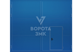 Противопожарные ворота с калиткой EI-60 3500×5000 ЗМК-4818